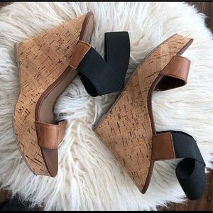 Steven madden cork wedges black/tan